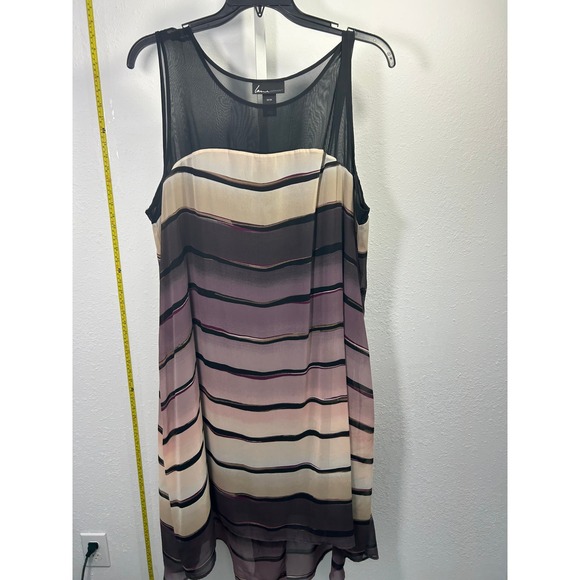 Lane Bryant Dresses & Skirts - Lane Bryant Ombre Striped Mesh Yoke Sleeveless Chiffon Dress Purple Beige 22/24